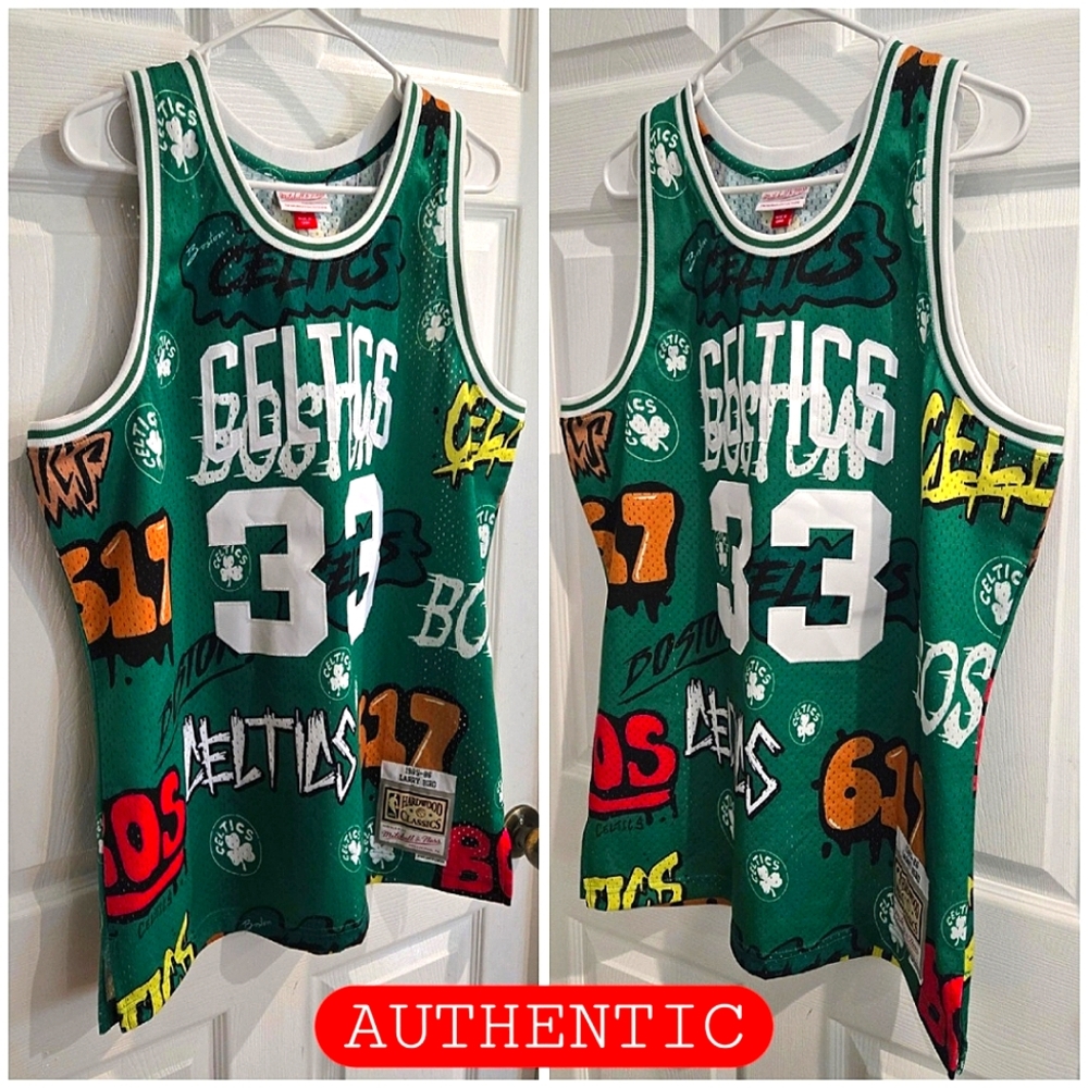 Mitchell & Ness Boston Celtics Larry Bird 1985-86 Slap Sticker Swingman Jersey